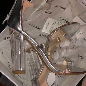 Silver / clear heels